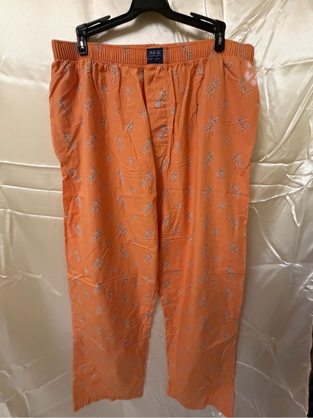 Polo Ralph Lauren Mens L Pajama Pants Orange Tropical Palm Tree Cotton Lounge